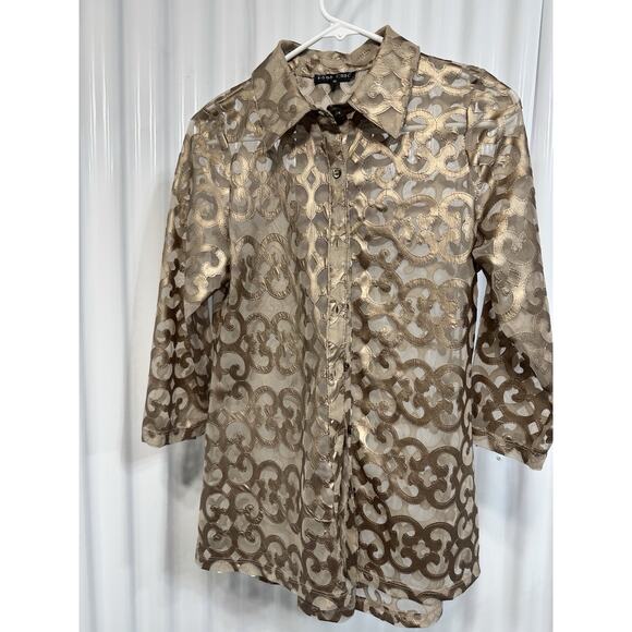 Amazing Hobo Chic Gold And Lace Top Medium - Picture 1 of 5